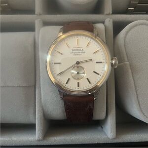 Shinola BEDROCK 42mm Men's Watch, brown Leather Band (Needs New Battery)